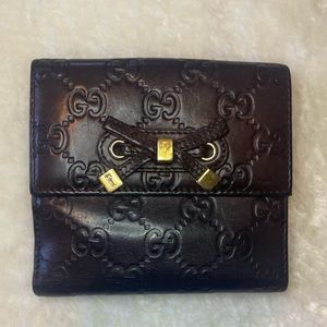 Authentic Gucci Guccissima Monogram Compact Brown Leather Wallet